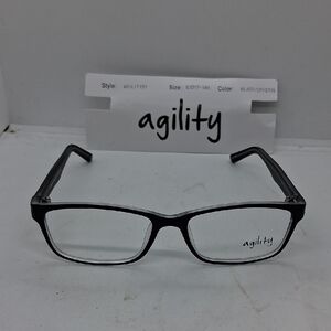 NWT Rxable Mens Agility37 Black Crystal Eyeglass Frames